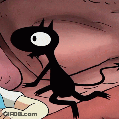 Black Cartoon Cat With White Eye GIF