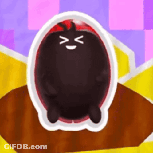 Black Cartoon Character With Red Head Smiling GIF
