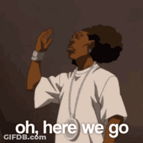 Black Cartoon Man And Here We Go GIF