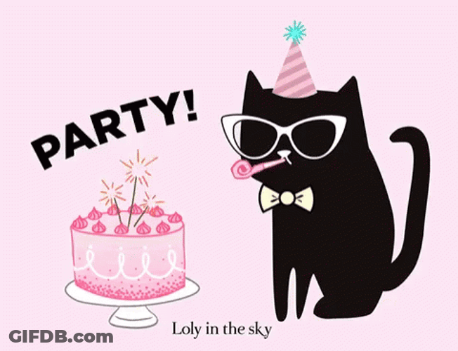 Black Cat Birthday Party Celebration GIF