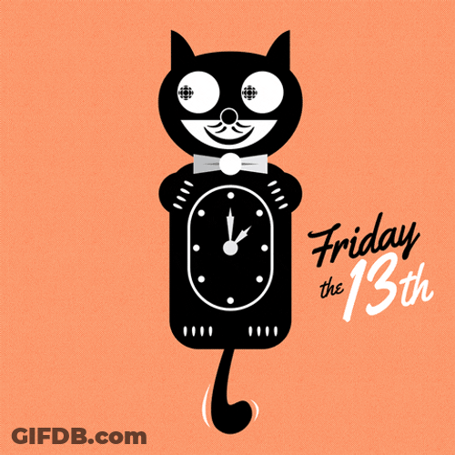 Black Cat Clock Friday The 13Th Meme GIF