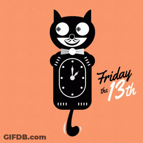 Black Cat Clock Friday The 13Th GIF