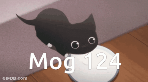 Black Cat Drinking Milk From Bowl With Mog 124 GIF