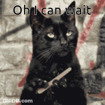 Black Cat Holding Nail File Oh I Can Wait GIF