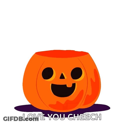 Black Cat Inside Pumpkin Love You Cheech GIF