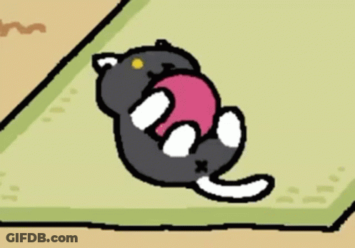 Black Cat Laying On Back Holding Pink Ball GIF