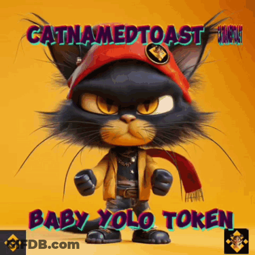 Black Cat Red Hat Scarf Catnamedtoast Baby Yolo Token GIF