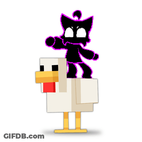 Black Cat Riding Chicken GIF