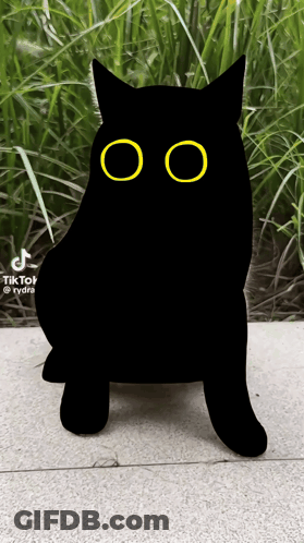 Black Cat Silhouette With Yellow Eyes TikTok Watermark GIF