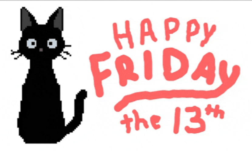 Black Cat Sitting Happy Friday The 13Th GIF