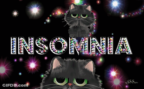 Black Cat Surrounded By Insomnia GIF