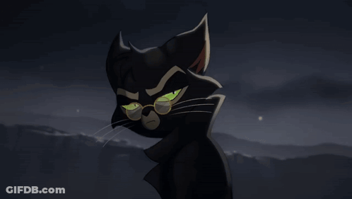 Black Cat With Glasses And Green Eyes GIF