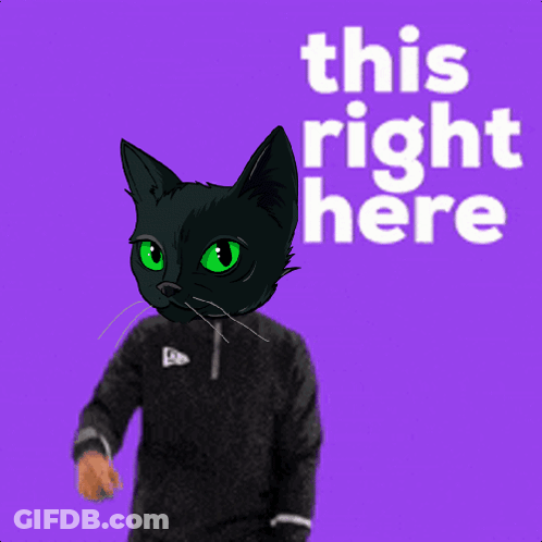 Black Cat With Green Eyes Pointing Up This Right Here GIF
