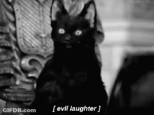 Black Cat With Horns And Evil Laughter GIF