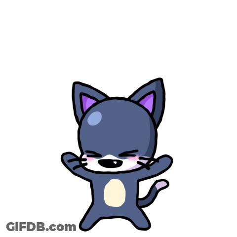 Black Cat With Purple Ears Dancing GIF