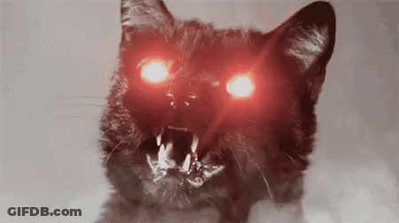 Black Cat With Red Eyes And Teeth GIF
