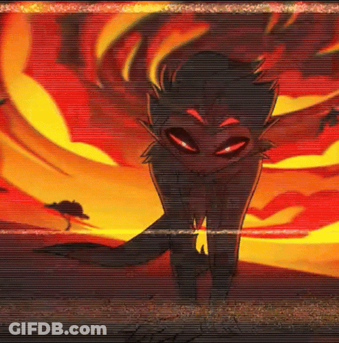 Black Cat With Red Eyes Standing In Front Of Sunset GIF