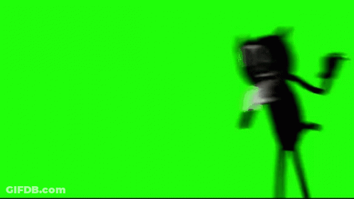 Black Cat With White Eyes And Big Smile On Green Screen GIF