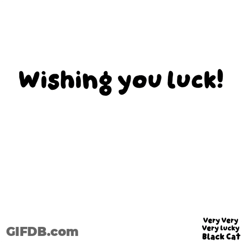 Black Cat With Yellow Eyes Wishing Luck GIF