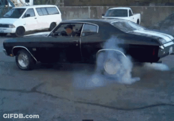 Black Chevrolet Chevelle Burnout GIF