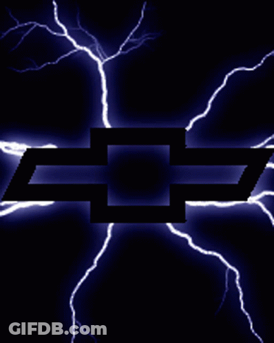 Black Chevrolet Logo Surrounded By Lightning Bolts GIF