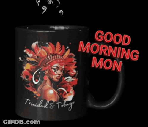 Black Coffee Mug Saying Trinidad & Tobago GIF