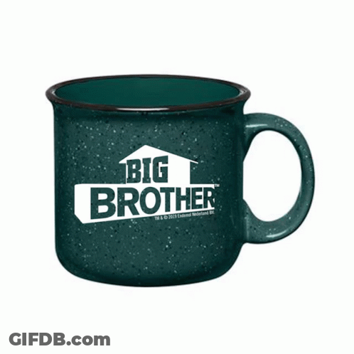 Black Coffee Mug With Big Brother Logo GIF
