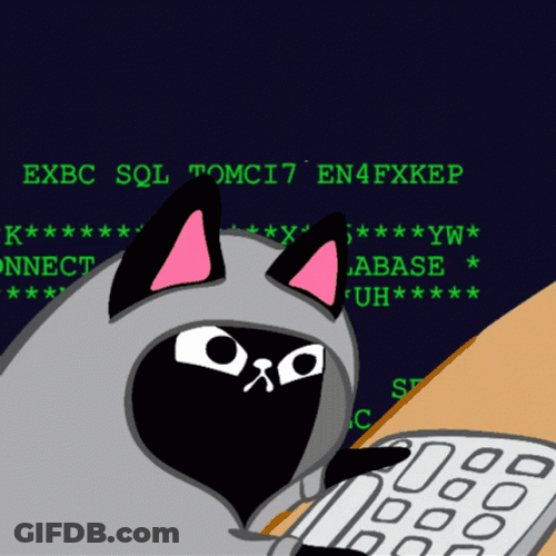Black Comic Cat Hacker Screen GIF