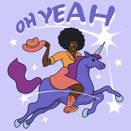 Black Cow Girl Unicorn Art GIF