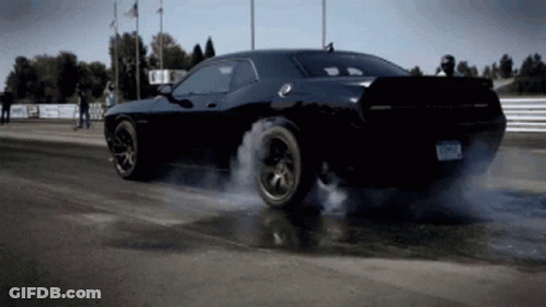Black Dodge Challenger Burnout GIF