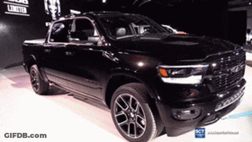 Black Dodge Ram Truck On Display GIF