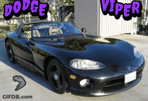 Black Dodge Viper Parked In Front Of Building GIF