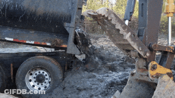 Black Dump Truck Loading Dirt GIF