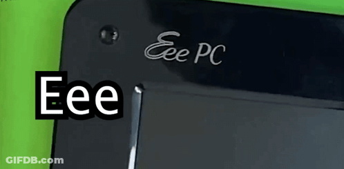 Black Eee PC On Green Background GIF