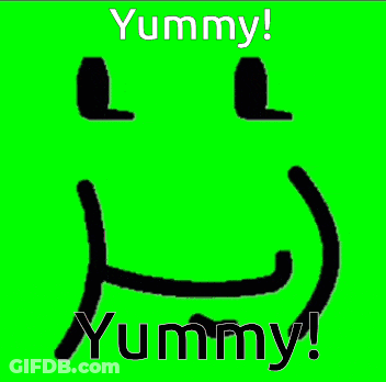 Black Face With Yummy Text GIF