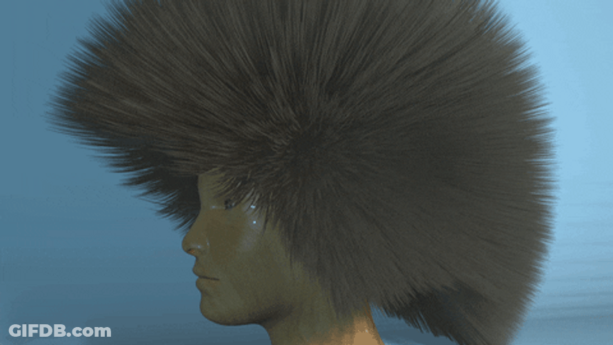 Black Fiber Mesh Hair Animation GIF