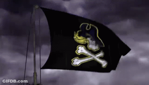 Black Flag With Skull And Crossbones Flying GIF