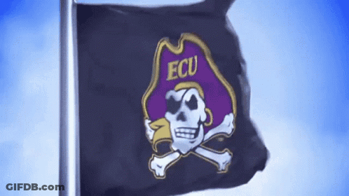 Black Flag With Skull And Crossbones Saying ECU GIF