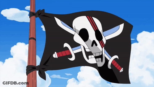 Black Flag With Skull And Crossed Swords GIF