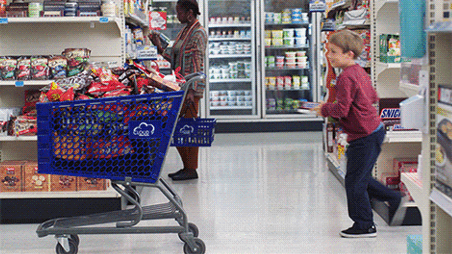 Black Friday Sale Kid Pushing Full Cart GIF
