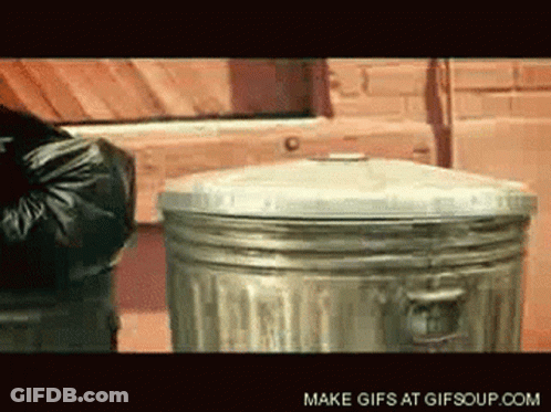 Black Garbage Bag Thrown Into Trash Can Make GIFs At Gifsoup GIF
