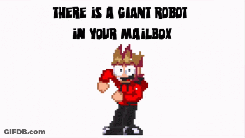 Black Giant Robot In Mailbox GIF