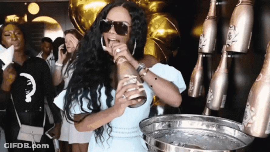Black Girl Champagne Popping GIF