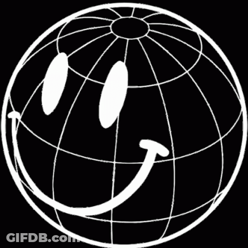 Black Globe Winky Face GIF