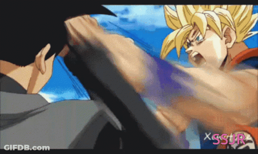 Black Goku And Goku Fast Motion Battle GIF