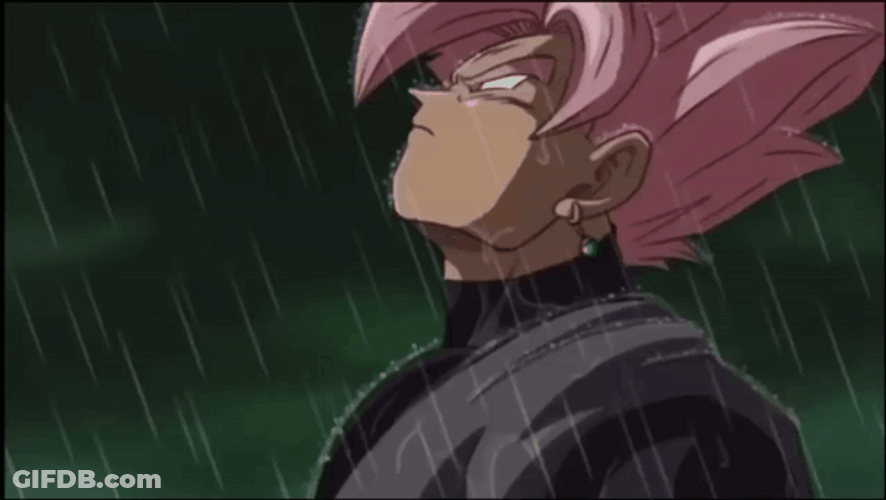 Black Goku Rose Under The Rain GIF