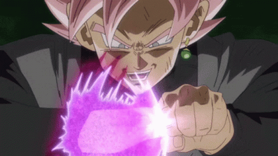 Black Goku Shocks Vegeta With Scythe GIF
