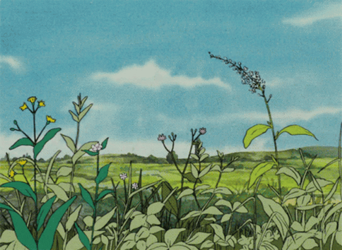 Black Green Aesthetic Anime Meadow GIF
