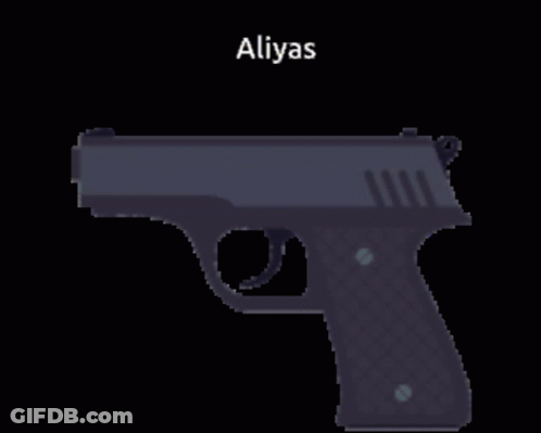 Black Gun With Aliyas Written Above GIF