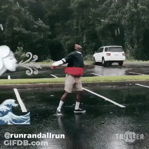 Black Guy Feeling And Dancing In The Rain GIF
